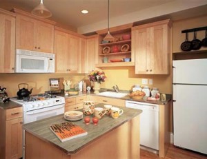 small kitchen with an island